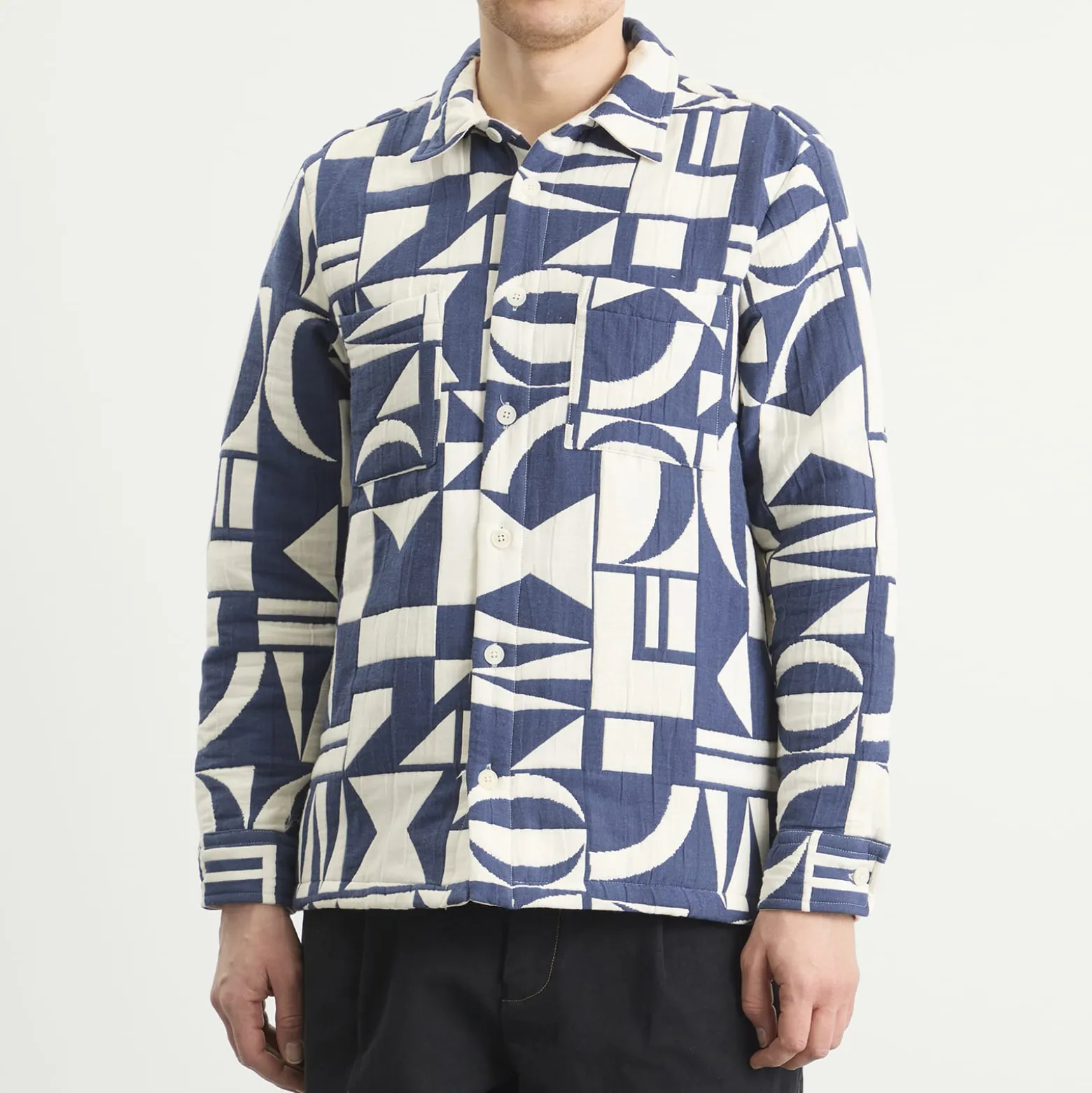 Wax London Otto Geo Block Quilt Overshirt