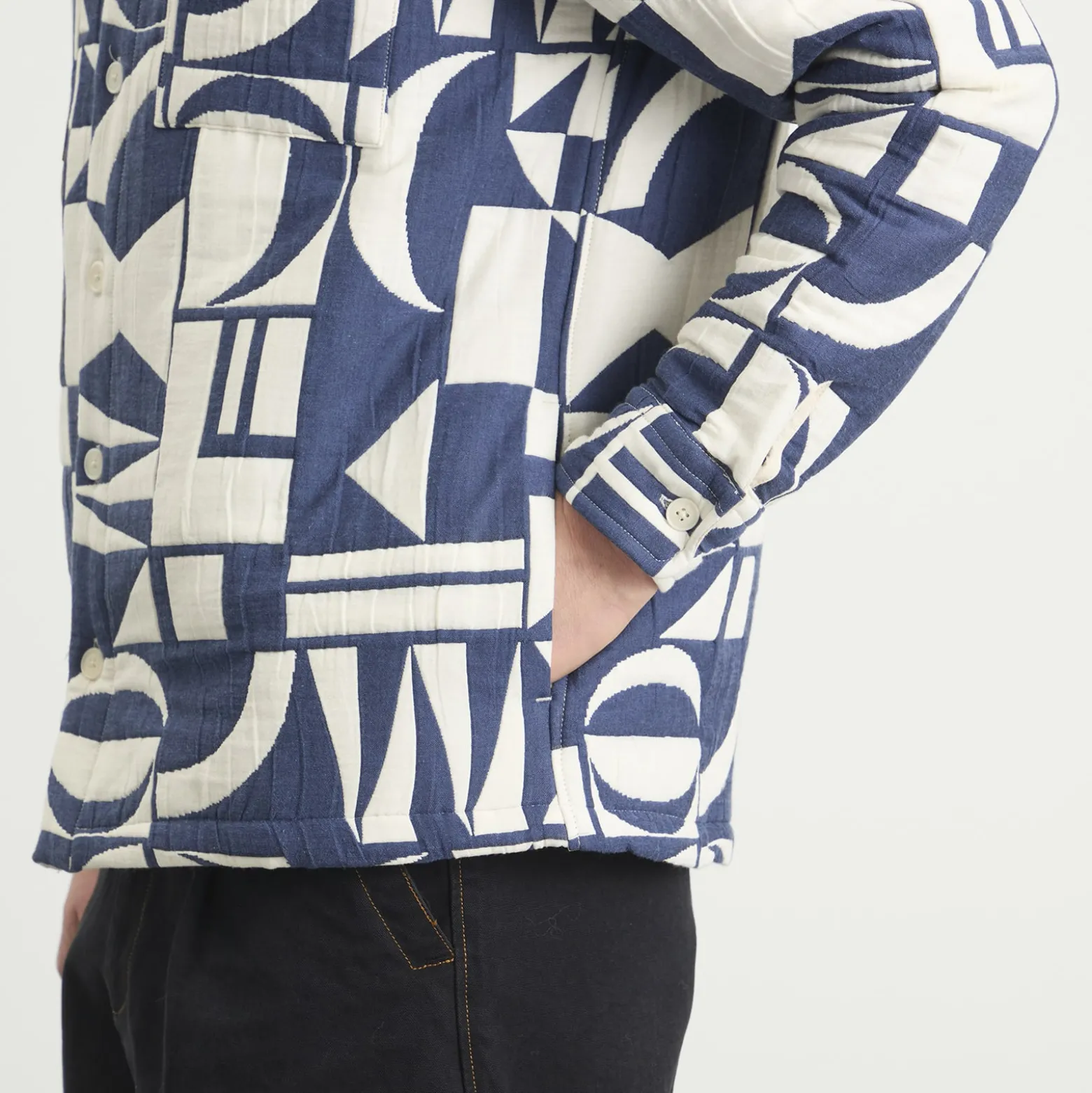 Wax London Otto Geo Block Quilt Overshirt