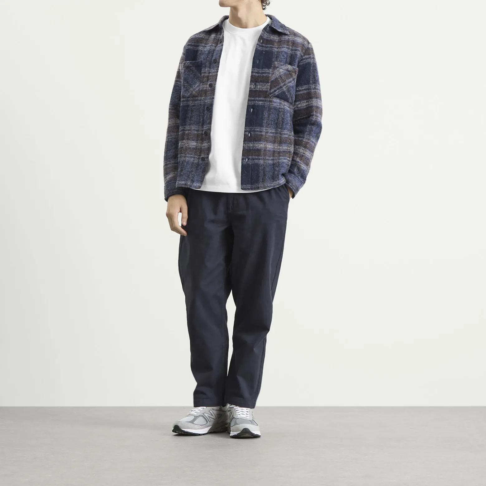 Wax London Whiting Check Wool Blend Overshirt