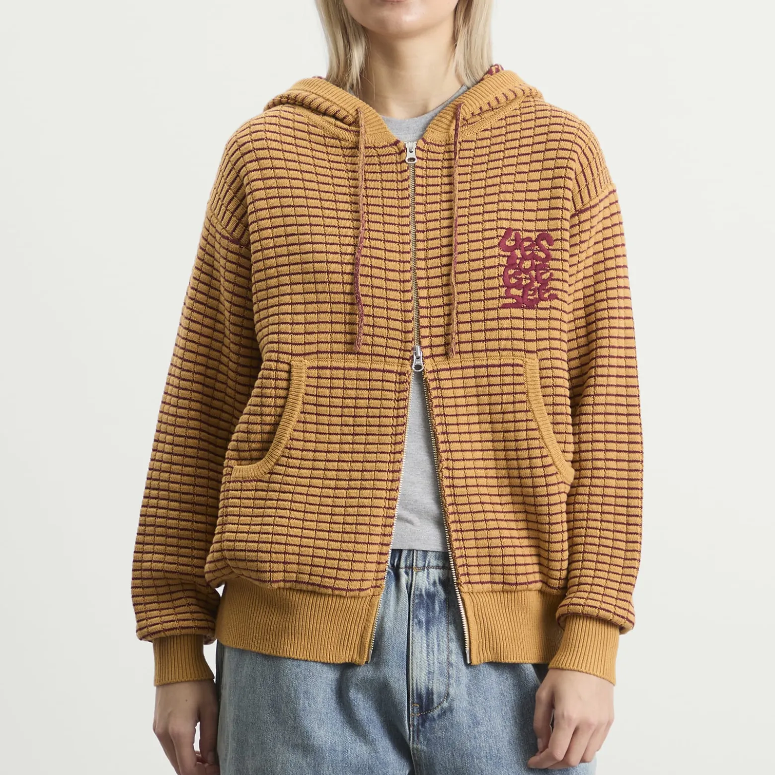 YESEYESEE Hooded Knit Zip Up