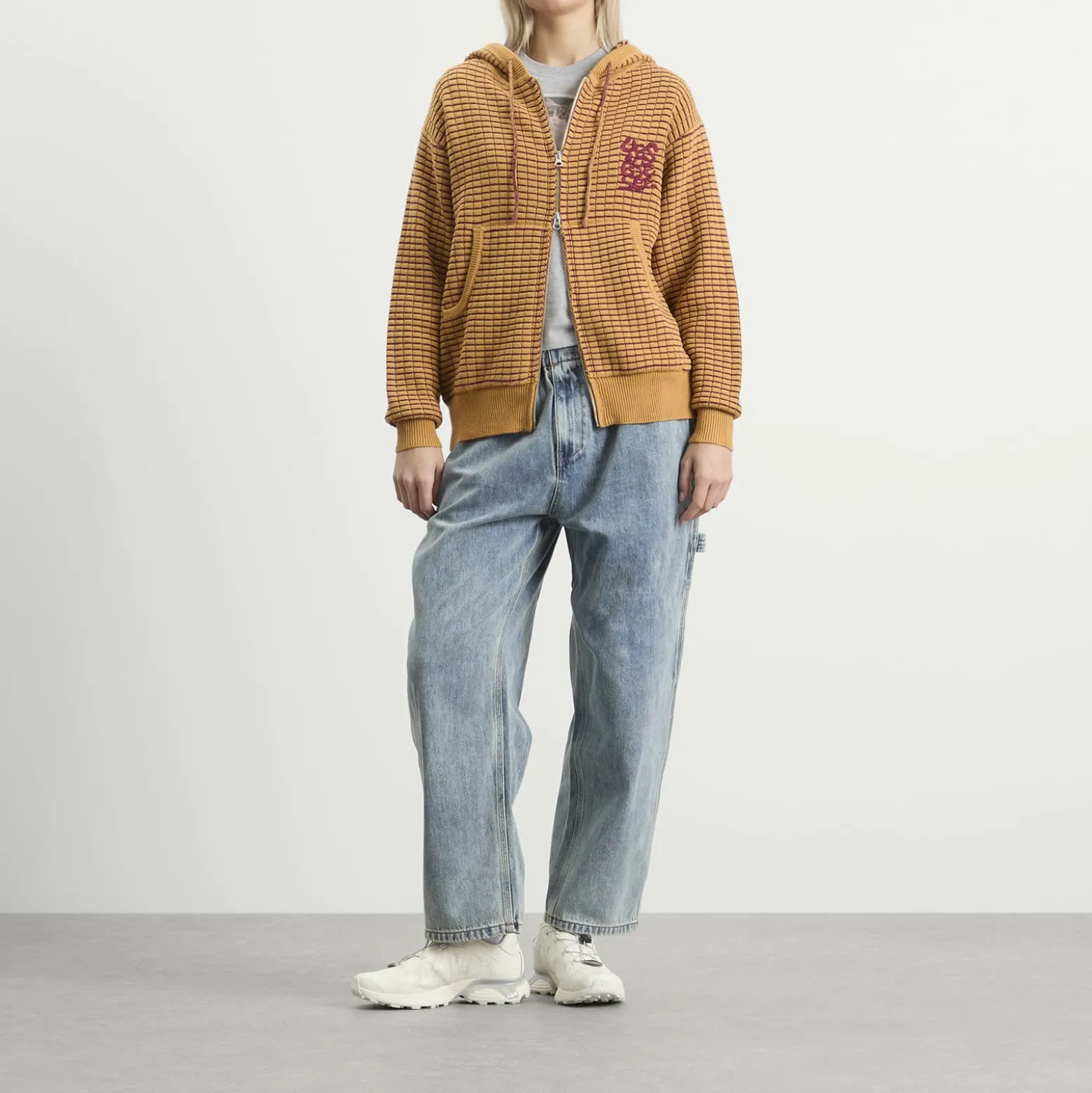YESEYESEE Hooded Knit Zip Up