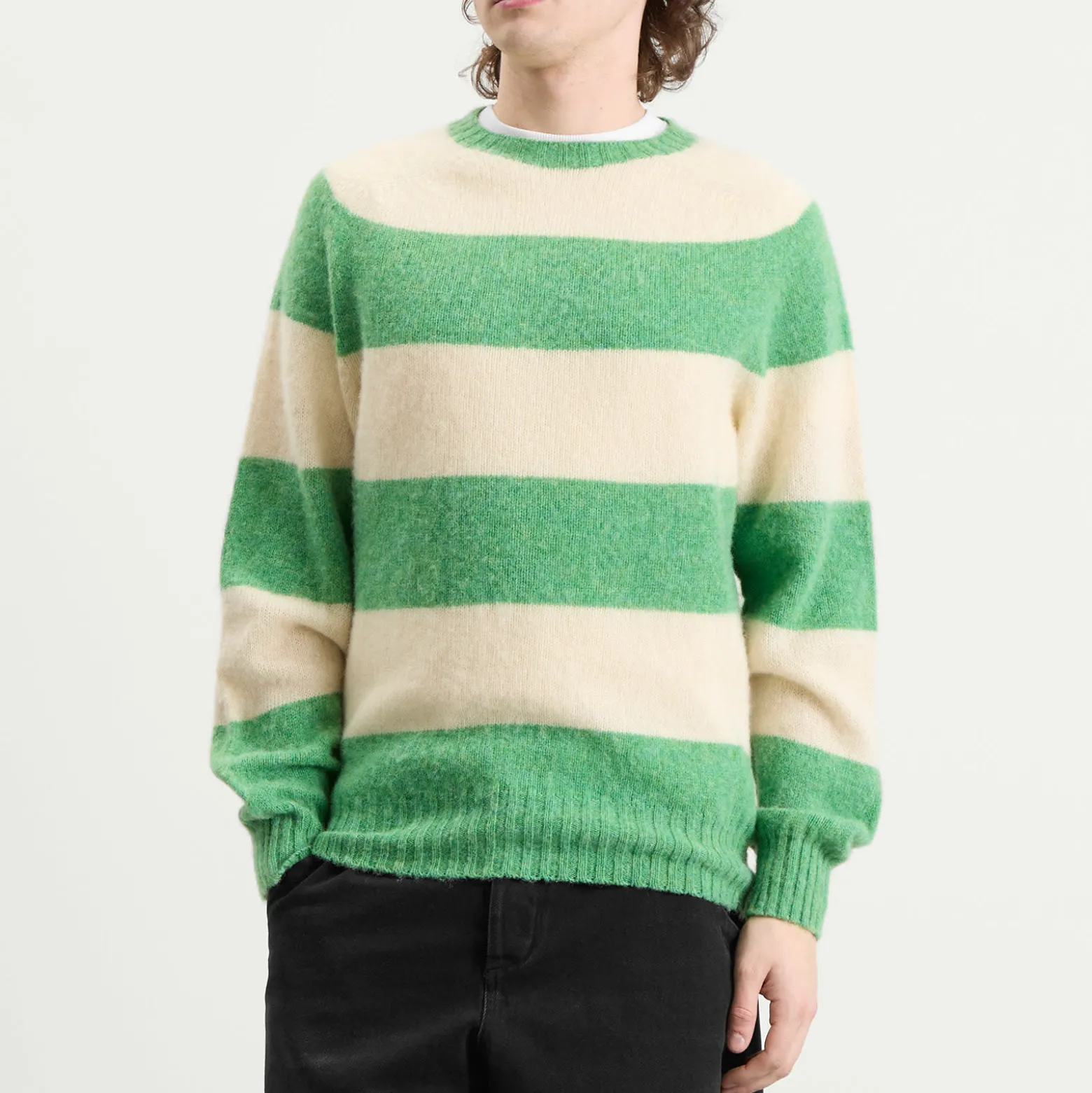 YMC Suedehead Stripe Crew Neck Jumper