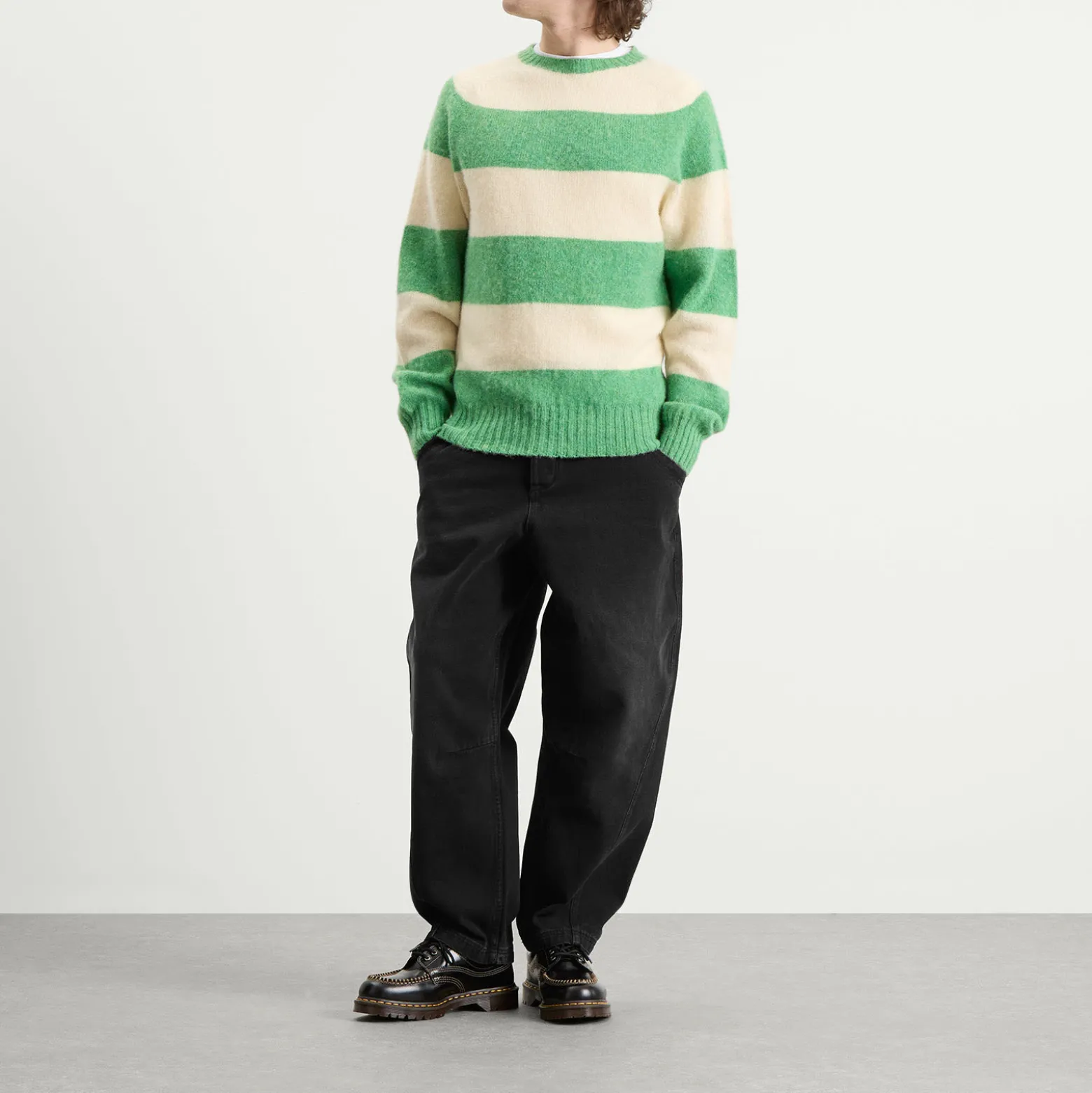 YMC Suedehead Stripe Crew Neck Jumper